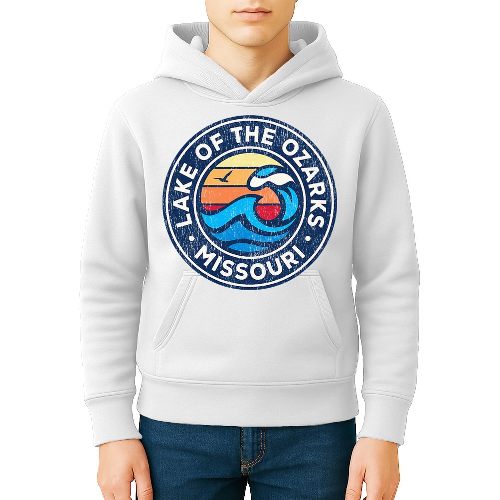 Lake Of The Ozarks Missouri Mo Vintage Nautical Waves Design Kids Hoodie