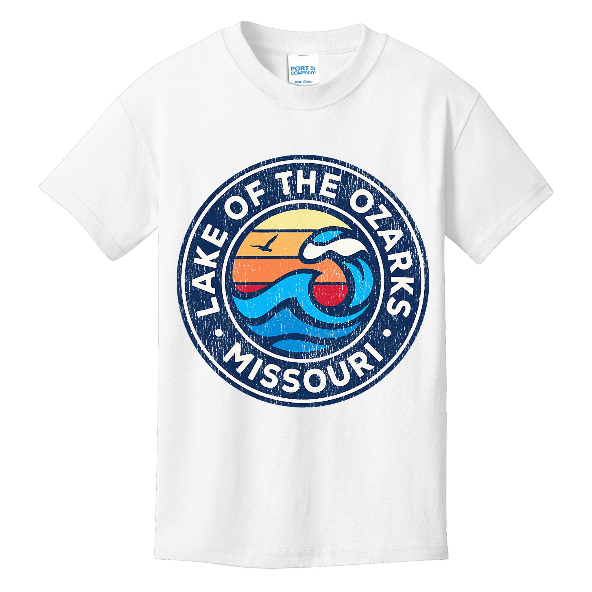 Lake Of The Ozarks Missouri Mo Vintage Nautical Waves Design Kids T-Shirt