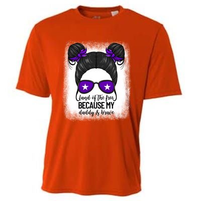 Land Of The Free Because My Daddy Is Brave Purple Up Cute Gift Cooling Performance Crew T-Shirt