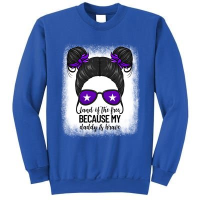 Land Of The Free Because My Daddy Is Brave Purple Up Cute Gift Sweatshirt