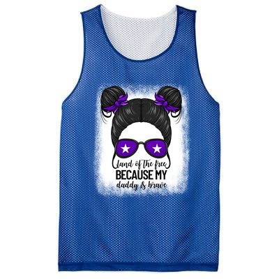 Land Of The Free Because My Daddy Is Brave Purple Up Cute Gift Mesh Reversible Basketball Jersey Tank