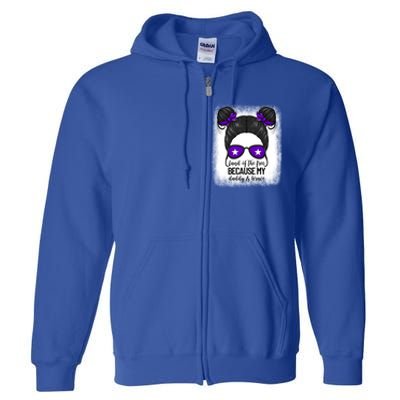 Land Of The Free Because My Daddy Is Brave Purple Up Cute Gift Full Zip Hoodie