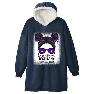 Land Of The Free Because My Daddy Is Brave Purple Up Cute Gift Hooded Wearable Blanket