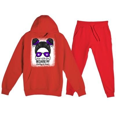 Land Of The Free Because My Daddy Is Brave Purple Up Cute Gift Premium Hooded Sweatsuit Set