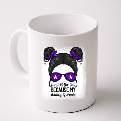 Land Of The Free Because My Daddy Is Brave Purple Up Cute Gift Coffee Mug