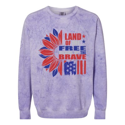 Land Of The Free Because Of The Brave Veteran Gift Colorblast Crewneck Sweatshirt