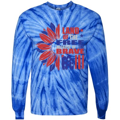 Land Of The Free Because Of The Brave Veteran Gift Tie-Dye Long Sleeve Shirt