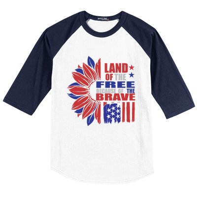 Land Of The Free Because Of The Brave Veteran Gift Baseball Sleeve Shirt