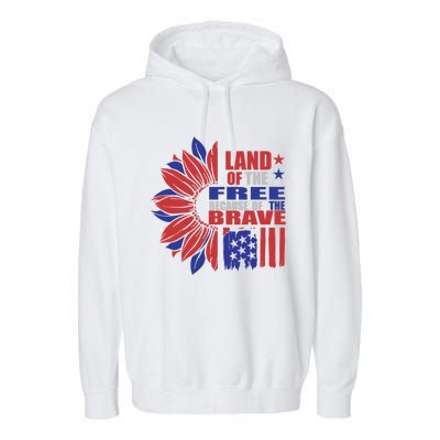 Land Of The Free Because Of The Brave Veteran Gift Garment-Dyed Fleece Hoodie