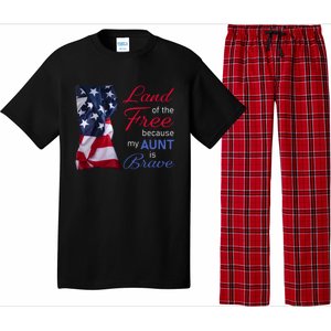 Land Of The Free Because My Aunt Is Brave Gift Veterans Day Cute Gift Pajama Set