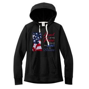 Land Of The Free Because My Aunt Is Brave Gift Veterans Day Cute Gift Women's Fleece Hoodie