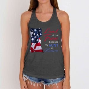 Land Of The Free Because My Aunt Is Brave Gift Veterans Day Cute Gift Women's Knotted Racerback Tank