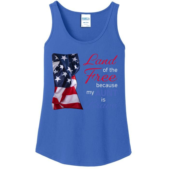 Land Of The Free Because My Aunt Is Brave Gift Veterans Day Cute Gift Ladies Essential Tank