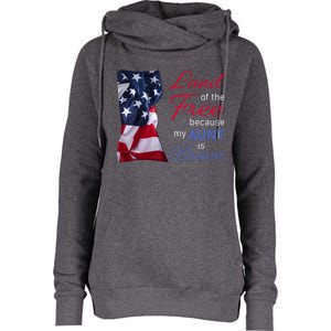 Land Of The Free Because My Aunt Is Brave Gift Veterans Day Cute Gift Womens Funnel Neck Pullover Hood