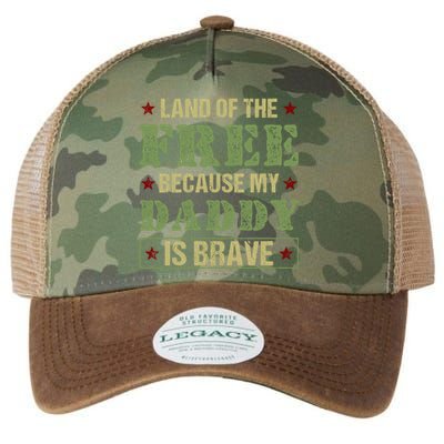 Land Of The Free Because My Daddy Is Brave Veterans Day Cool Gift Legacy Tie Dye Trucker Hat