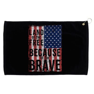 Land Of The Free Because Of The Brave Vintage American Flag Funny Gift Grommeted Golf Towel