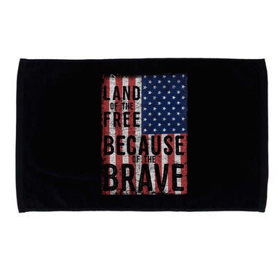 Land Of The Free Because Of The Brave Vintage American Flag Funny Gift Microfiber Hand Towel