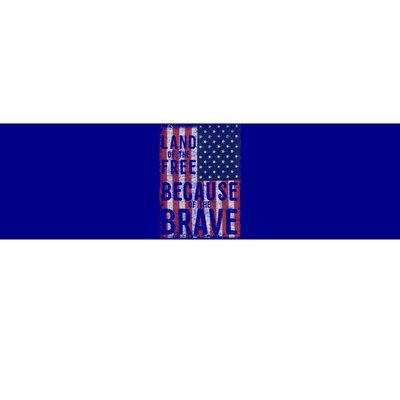 Land Of The Free Because Of The Brave Vintage American Flag Funny Gift Bumper Sticker