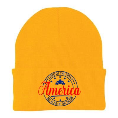 Land Of The Free Because Of The Brave America Proudpatriotic Gift Knit Cap Winter Beanie