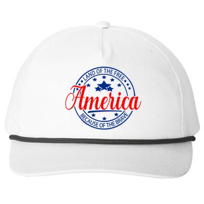 Land Of The Free Because Of The Brave America Proudpatriotic Gift Snapback Five-Panel Rope Hat