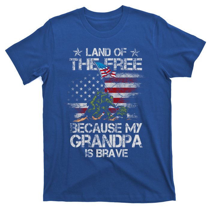 Land Of The Free Because My Grandpa Is Brave Veterans Gift Cool Gift T-Shirt