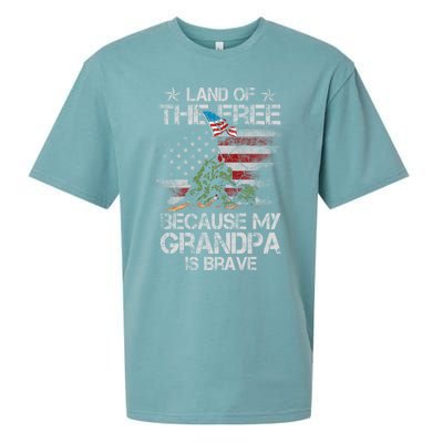 Land Of The Free Because My Grandpa Is Brave Veterans Gift Cool Gift Sueded Cloud Jersey T-Shirt