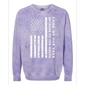 Land Of The Free Because Of The Brave American Flag Meaningful Gift Colorblast Crewneck Sweatshirt