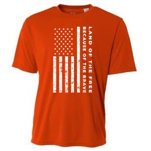 Land Of The Free Because Of The Brave American Flag Meaningful Gift Cooling Performance Crew T-Shirt