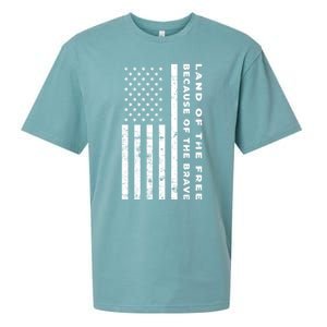 Land Of The Free Because Of The Brave American Flag Meaningful Gift Sueded Cloud Jersey T-Shirt