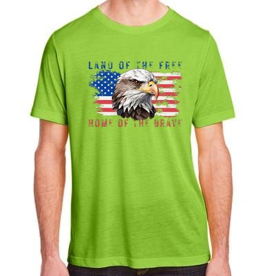 Land Of The Free Home Of The Brave Bald Eagle Us Flag Adult ChromaSoft Performance T-Shirt