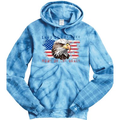 Land Of The Free Home Of The Brave Bald Eagle Us Flag Tie Dye Hoodie