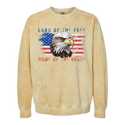 Land Of The Free Home Of The Brave Bald Eagle Us Flag Colorblast Crewneck Sweatshirt