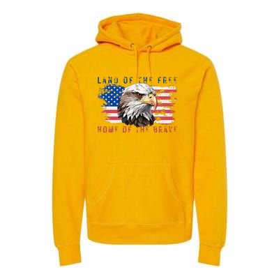 Land Of The Free Home Of The Brave Bald Eagle Us Flag Premium Hoodie