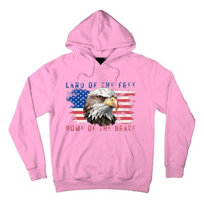 Land Of The Free Home Of The Brave Bald Eagle Us Flag Hoodie