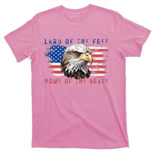 Land Of The Free Home Of The Brave Bald Eagle Us Flag T-Shirt