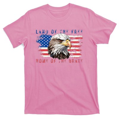 Land Of The Free Home Of The Brave Bald Eagle Us Flag T-Shirt