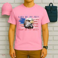 Land Of The Free Home Of The Brave Bald Eagle Us Flag T-Shirt