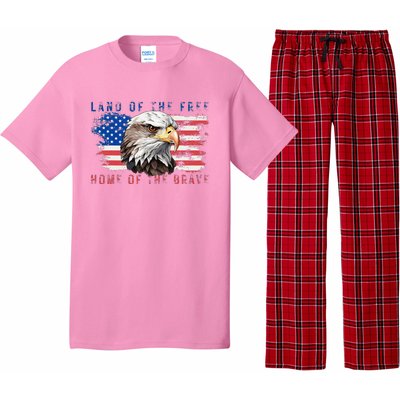 Land Of The Free Home Of The Brave Bald Eagle Us Flag Pajama Set