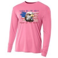 Land Of The Free Home Of The Brave Bald Eagle Us Flag Cooling Performance Long Sleeve Crew