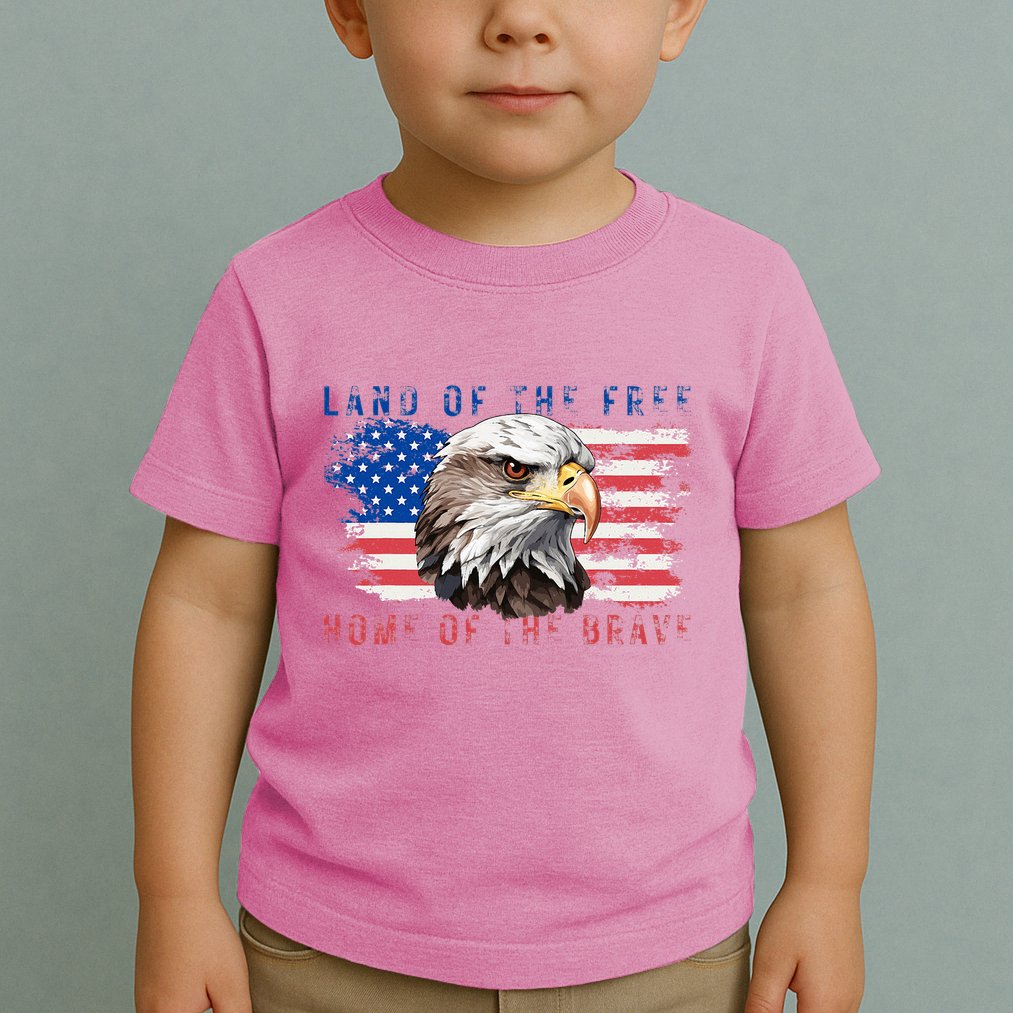 Land Of The Free Home Of The Brave Bald Eagle Us Flag Toddler T-Shirt