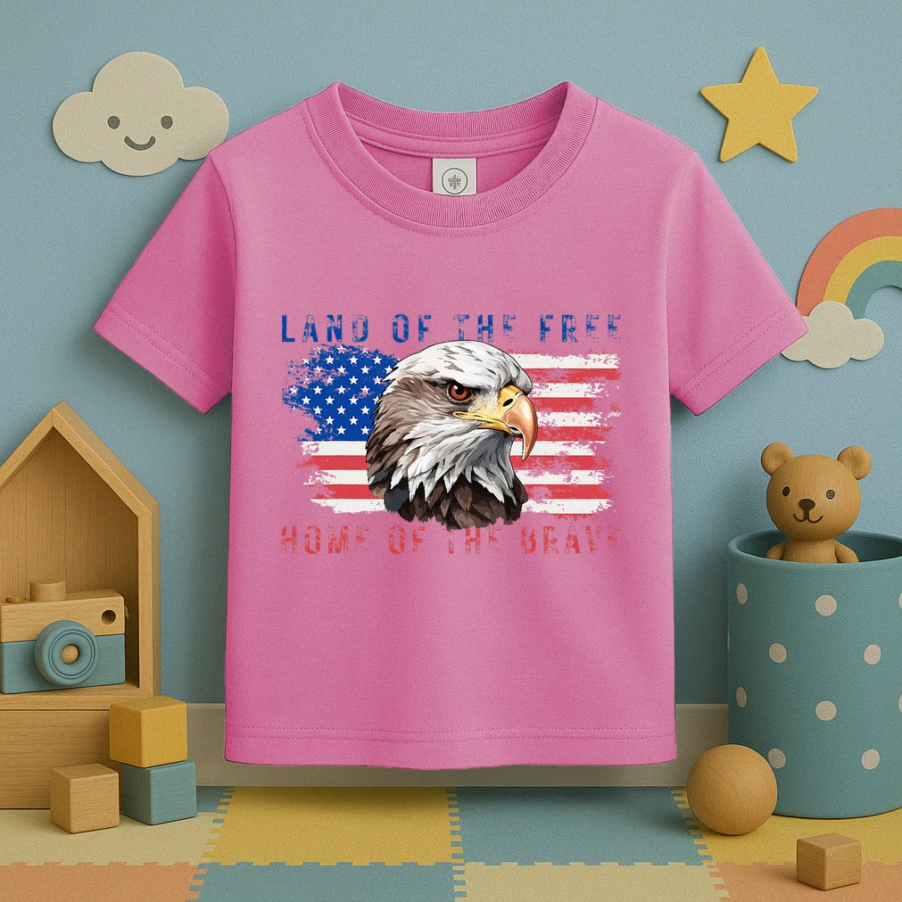 Land Of The Free Home Of The Brave Bald Eagle Us Flag Toddler T-Shirt