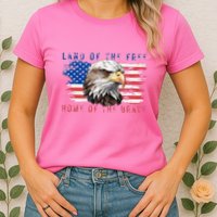 Land Of The Free Home Of The Brave Bald Eagle Us Flag Womens T-Shirt