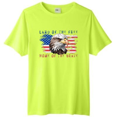 Land Of The Free Home Of The Brave Bald Eagle Us Flag Tall Fusion ChromaSoft Performance T-Shirt