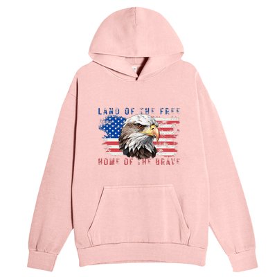 Land Of The Free Home Of The Brave Bald Eagle Us Flag Urban Pullover Hoodie