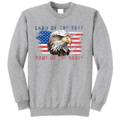 Land Of The Free Home Of The Brave Bald Eagle Us Flag Sweatshirt