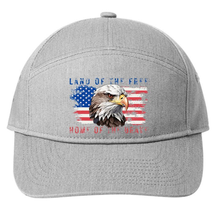 Land Of The Free Home Of The Brave Bald Eagle Us Flag 7-Panel Snapback Hat