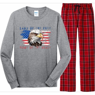 Land Of The Free Home Of The Brave Bald Eagle Us Flag Long Sleeve Pajama Set