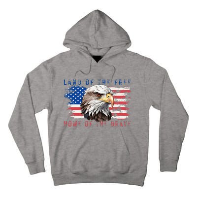 Land Of The Free Home Of The Brave Bald Eagle Us Flag Tall Hoodie