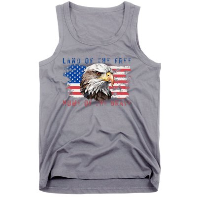 Land Of The Free Home Of The Brave Bald Eagle Us Flag Tank Top