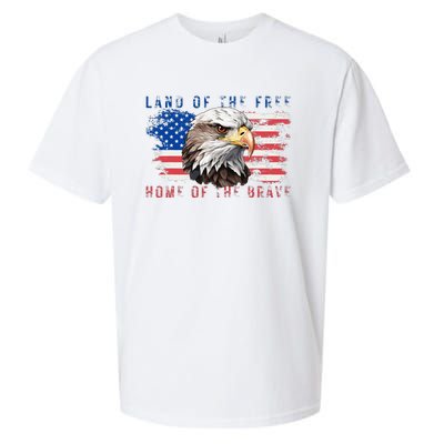 Land Of The Free Home Of The Brave Bald Eagle Us Flag Sueded Cloud Jersey T-Shirt